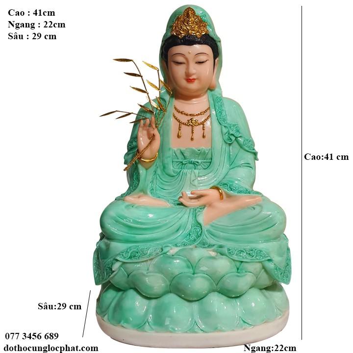 Tượng Quan Âm Đá cao 41 cm