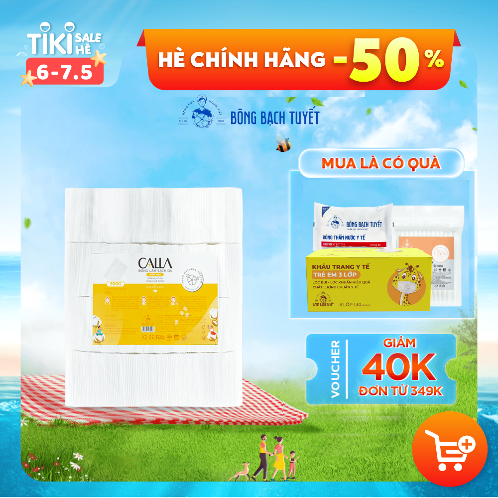 Bông tẩy trang làm sạch da Bạch Tuyết Calla Mềm Mịn 500Gr