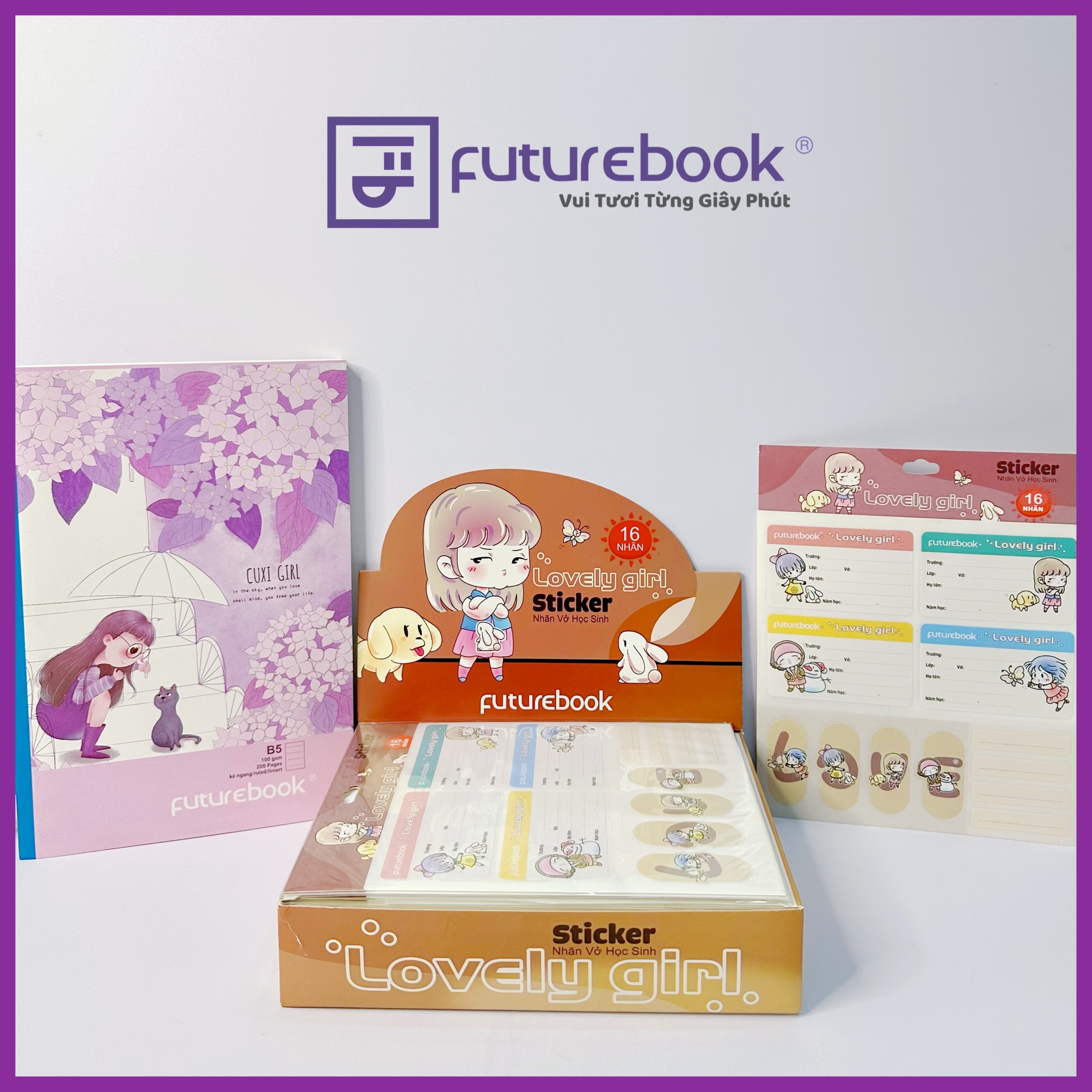 Nhãn STICKER Học Sinh Cao Cấp LOVELY GIRL. MSP: N102. Văn Phòng Phẩm Futurebook