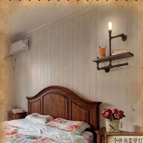 Kệ ống nước kệ treo tường Kiêm đèn tường decor vintage bằng ống sắt độc lạ bền đẹp trang trí sáng tạo