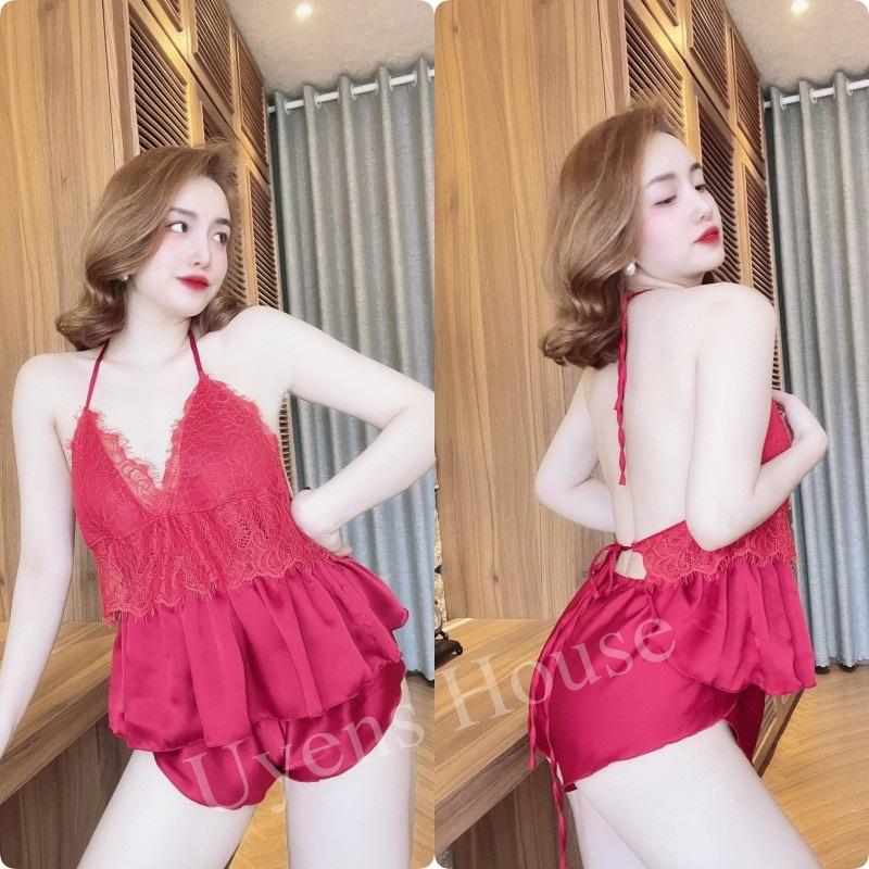 Set yếm sexy quyến rũ có mút ngực chất satin mềm, mịn, mát