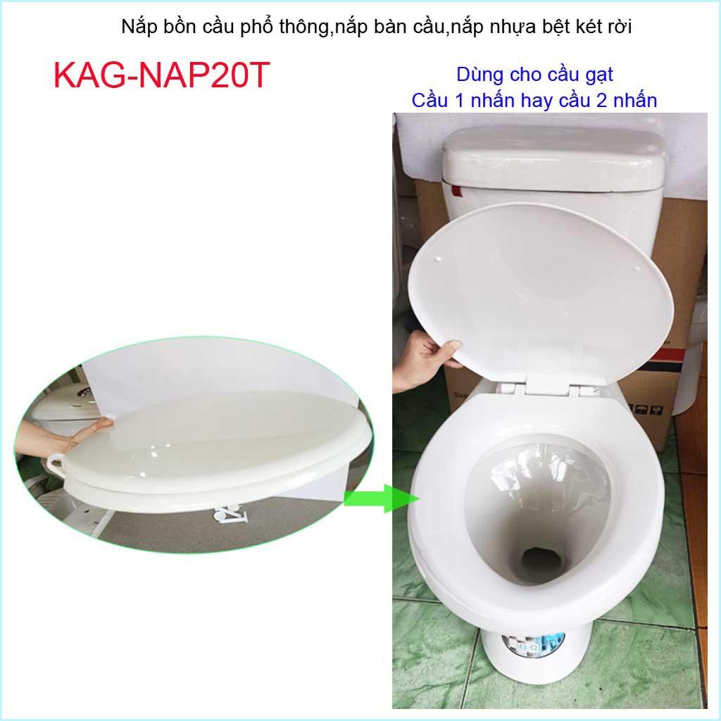 Nắp bàn cầu phổ thông KAG-NAP20T, nắp bàn cầu 2 khối trắng