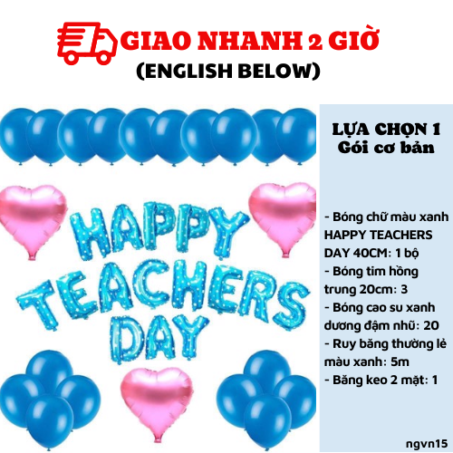 Bộ bong bóng trang trí ngày Nhà giáo Việt Nam 20-11 màu xanh ngvn15