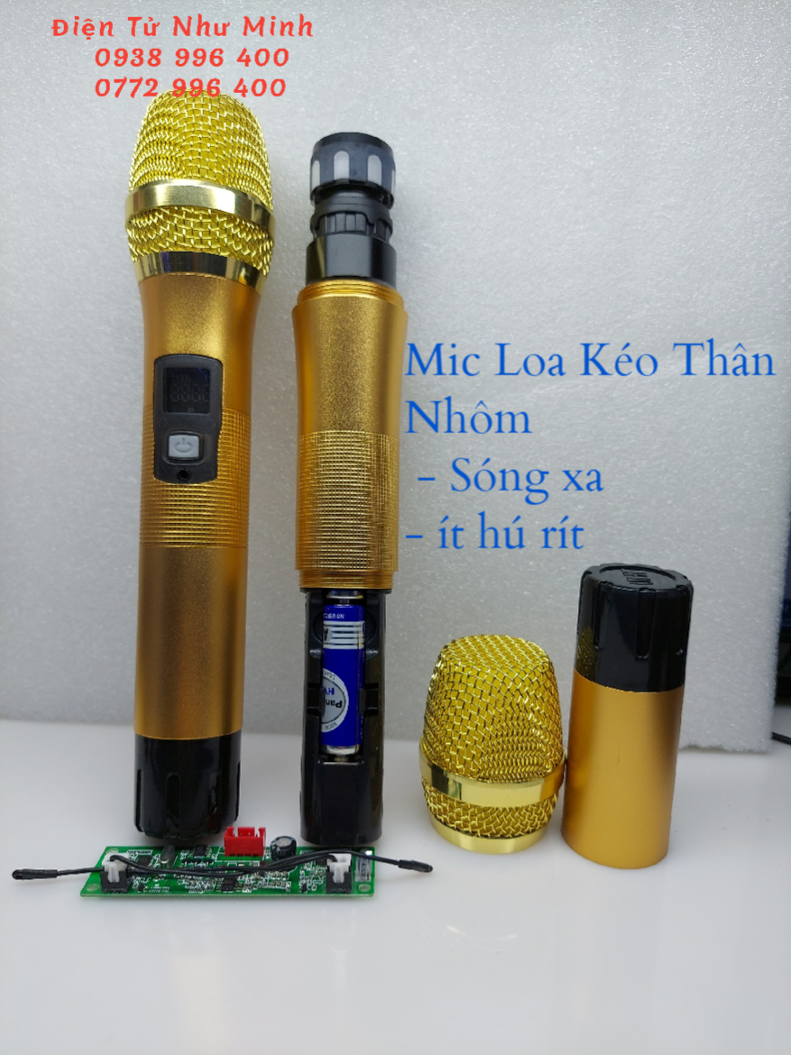 Bộ 2 Mic Loa kéo không dây Cao Cấp Chỉnh Được Tần Số