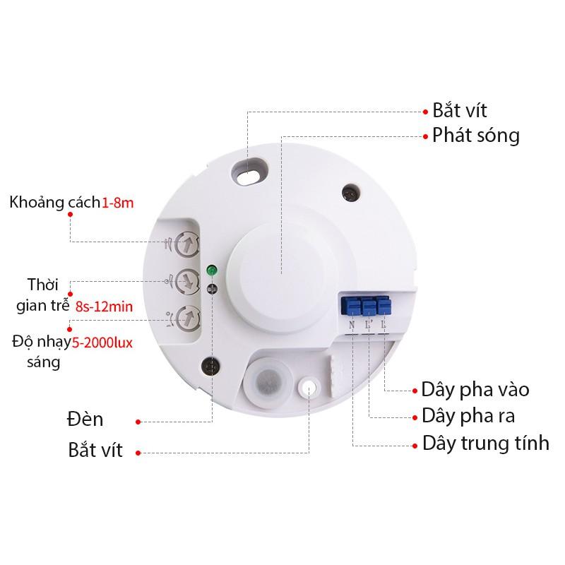 Công tắc cảm biến chuyển động vi sóng rada M002, loại tròn gắn trần, tường