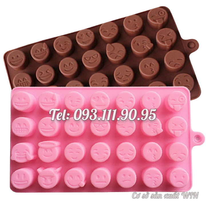 Khuôn silicon làm bánh, rau câu, socola, kẹo dẻo chip chip 28 hình mặt cười – Mã số 1504