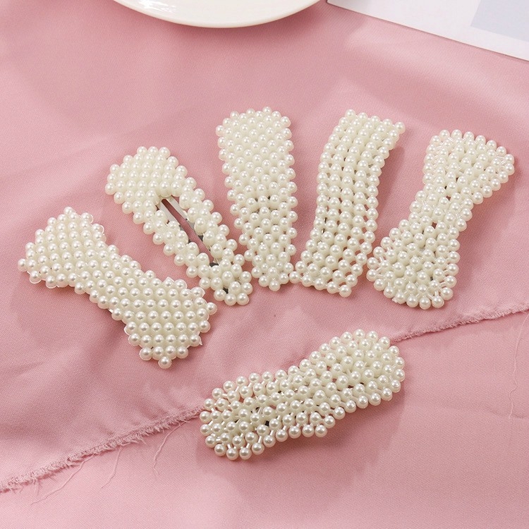 Kẹp tóc đính hạt nhân tạo nhiều mẫu dễ thương phong cách Hàn Quốc