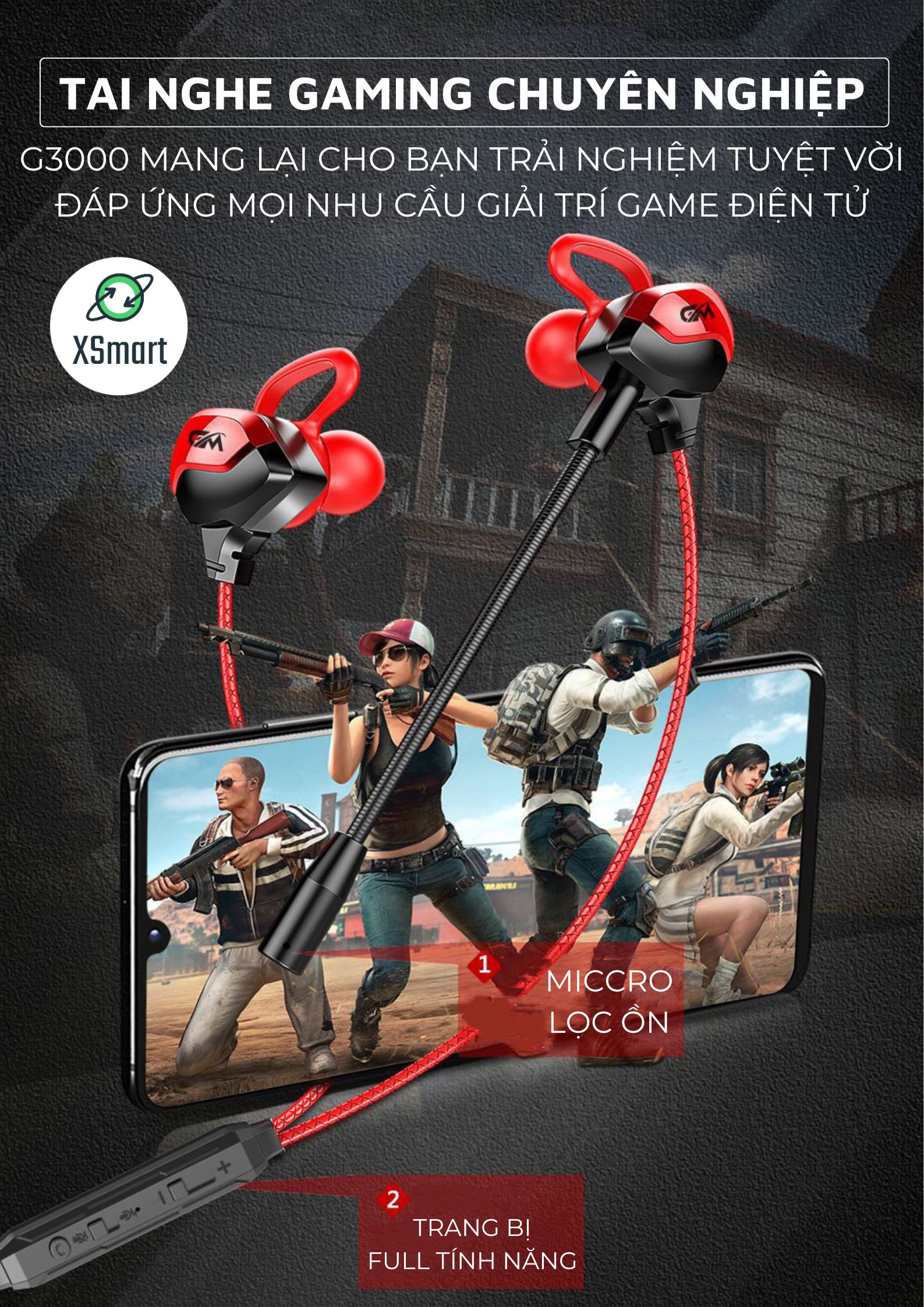 Tai Nghe Gaming Chơi Game Chuyên Nghiệp G3000, Thiết Kế Cực Đẹp, Âm Thanh Stereo Trân Thực, Jack Cắm 3.5mm-Hàng Chính Hãng