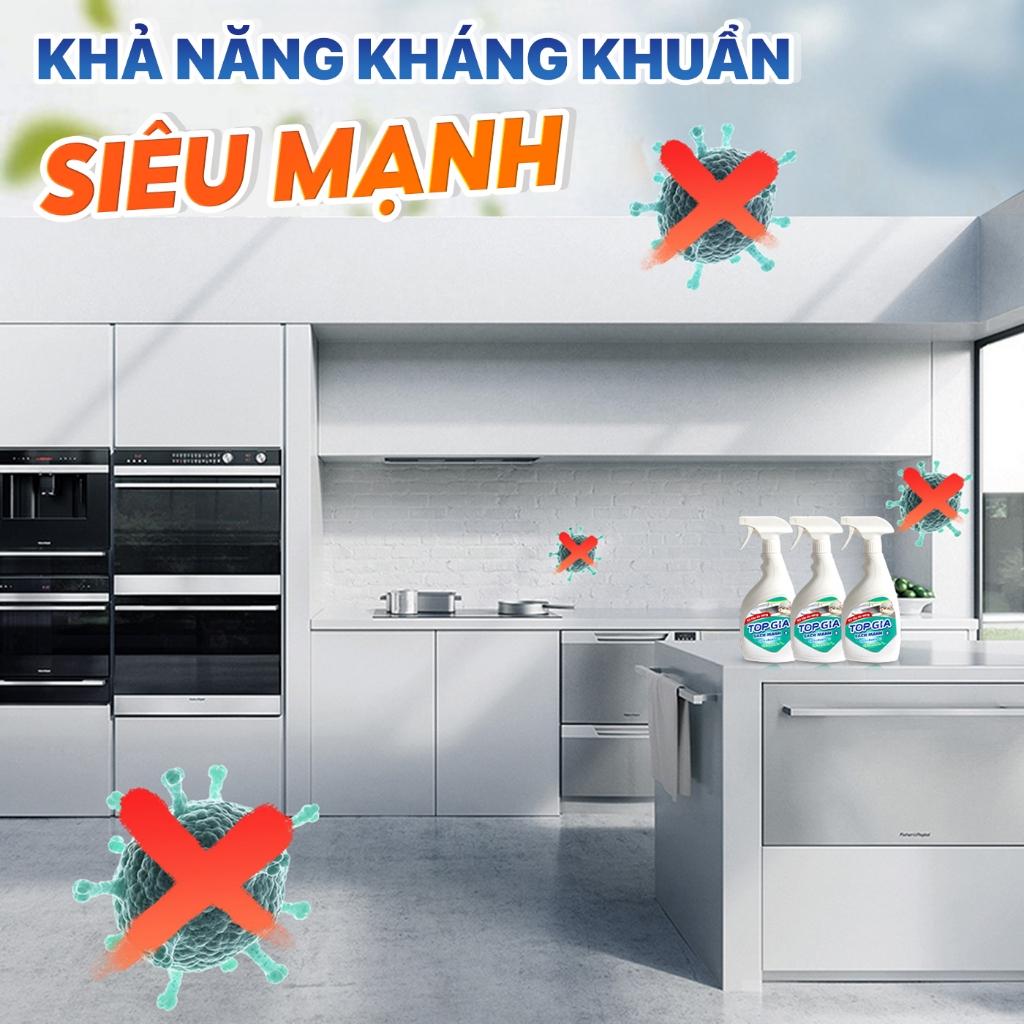Combo 3 chai xịt tẩy đa năng TOPGIA 500ml: làm sạch vết bẩn, khử mùi, kháng khuẩn hiệu quả