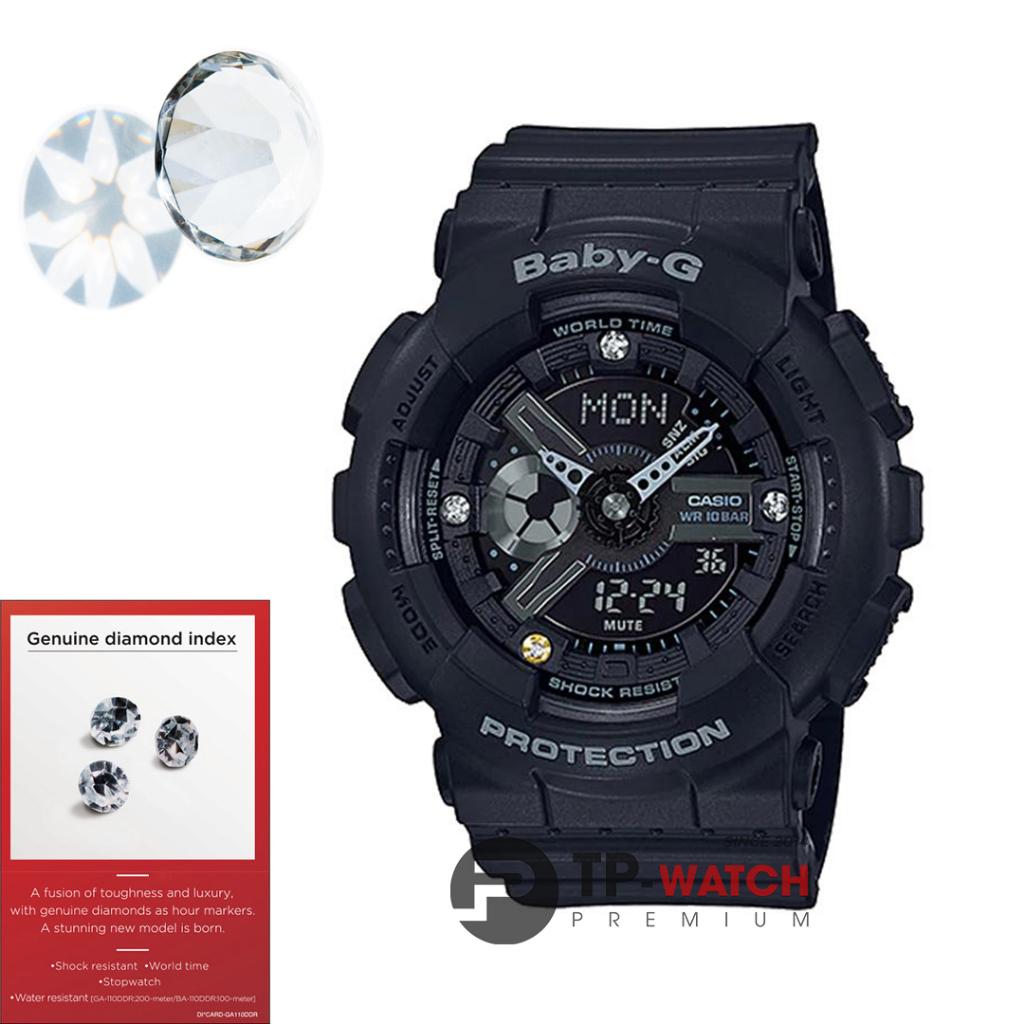 Đồng Hồ Nữ Dây Nhựa Casio Baby-G BA-135DD-1ADR Kim Cương Tự Nhiên | BA-135DD-1A Natural Diamonds