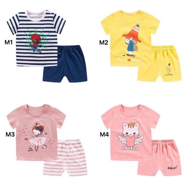 Bộ cotton cộc tay cho bé trai/bé gái