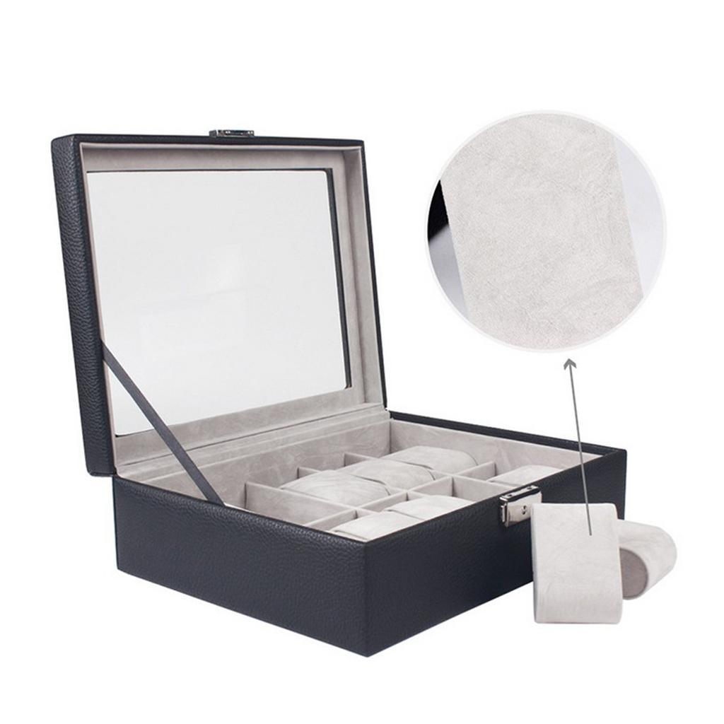 10 Slot Fashion PU Leather Watch Display Box Case Jewelry Storage Organizer
