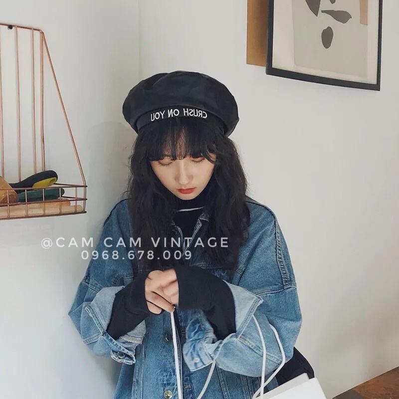 MŨ NỒI BERET NỮ, NÓN NỒI MŨ ULZZANG NÓN BERET DẠ MŨ BERET VIỀN DA CÓ DÂY NỚI CHỈNH