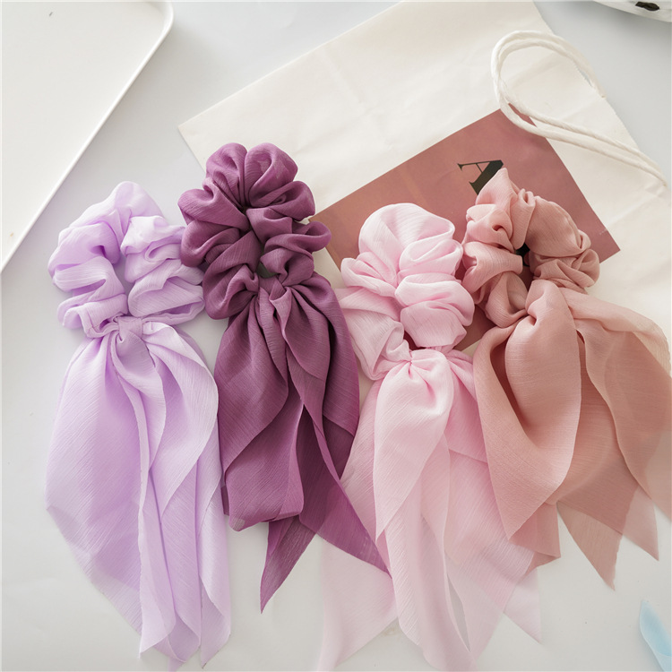 Dây buộc tóc Scrunchies lụa dáng dài dễ thương HD78