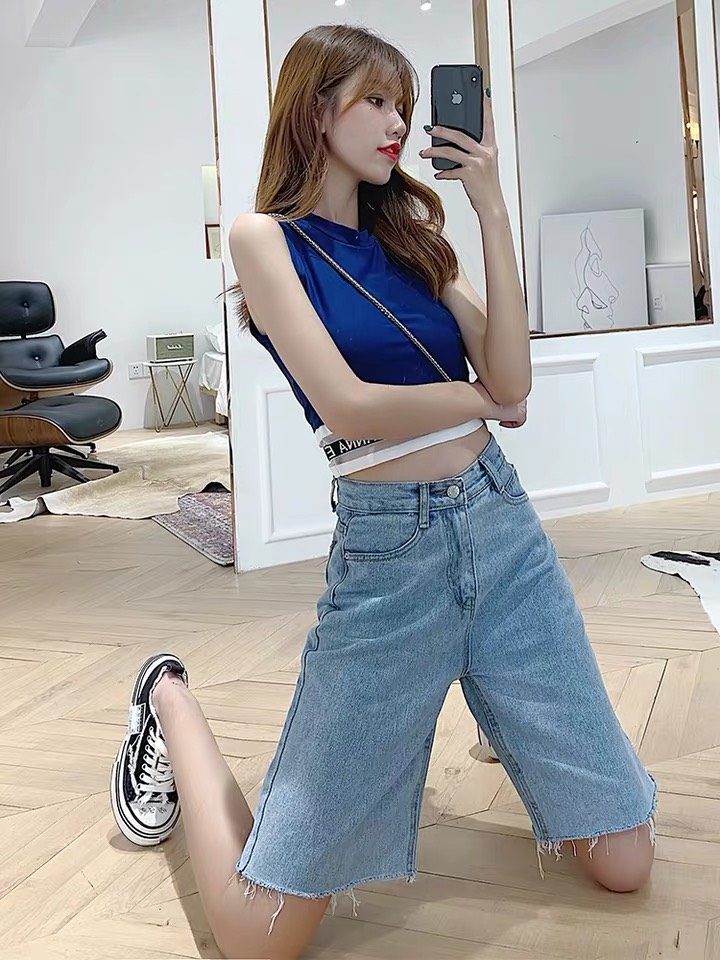 [SIZE ĐẠI] Quần jean ngố/lửng ngang gối BIG SIZE lưng cao, co dãn mạnh, vải mềm 3204
