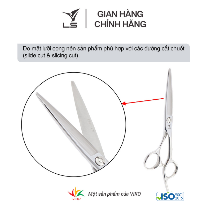 Kéo chuốt tóc LS lưỡi cong offset vênh đỡ ngón cố định JPS3