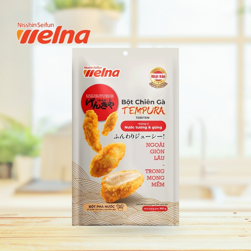 Bột Chiên Gà Tempura Hương vị Nước Tương Và Gừng Gói 100g - Nisshin Seifun Welna