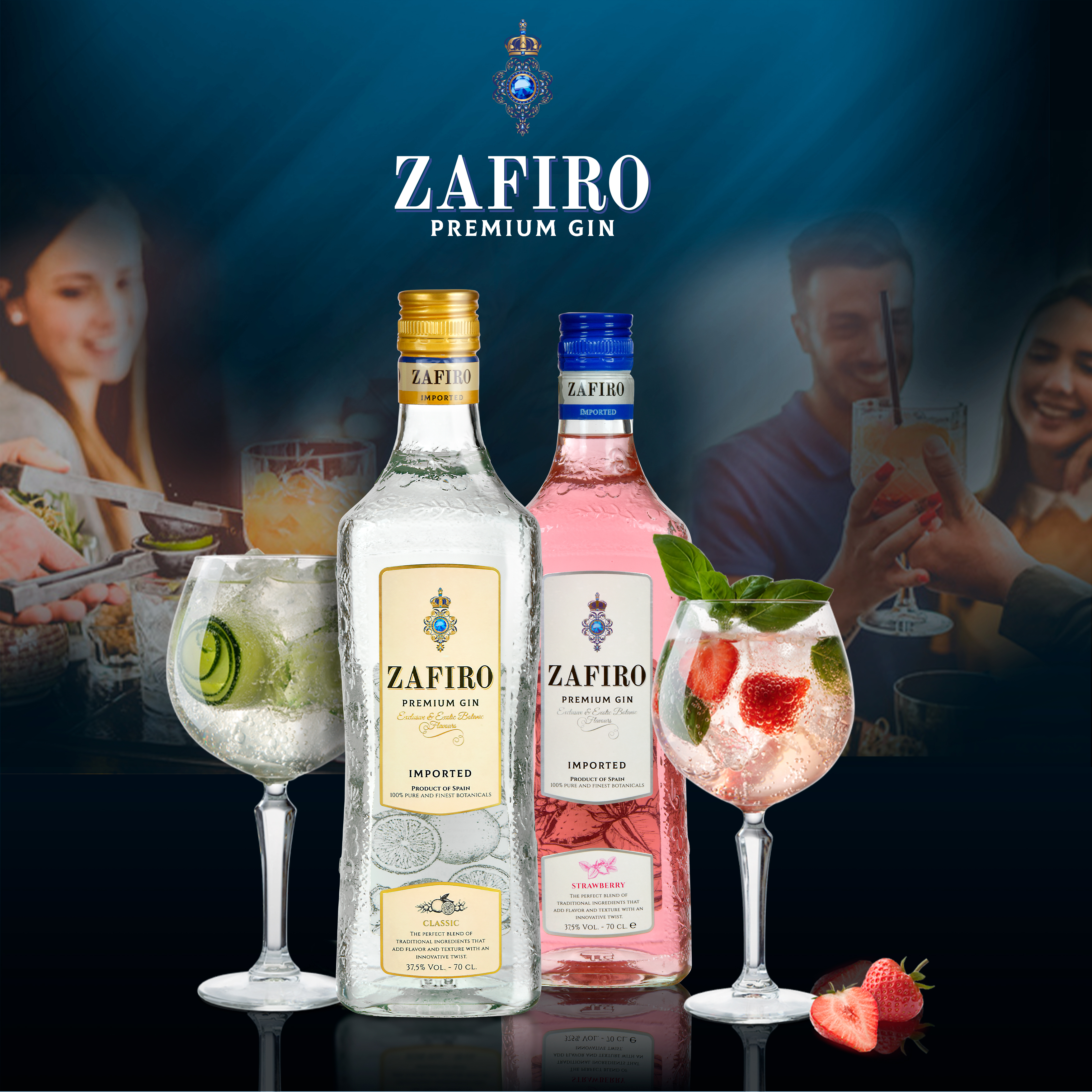 Rượu Gin Zafiro Premium Strawberry 37.5% 700ml