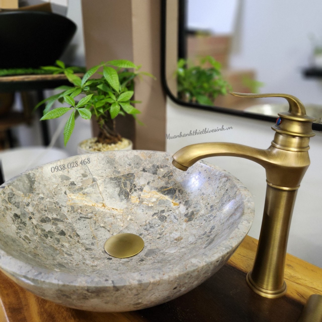 Lavabo đá tự nhiên - Lavabo đặt bàn đá tự nhiên - chậu rửa mặt đá tự nhiên