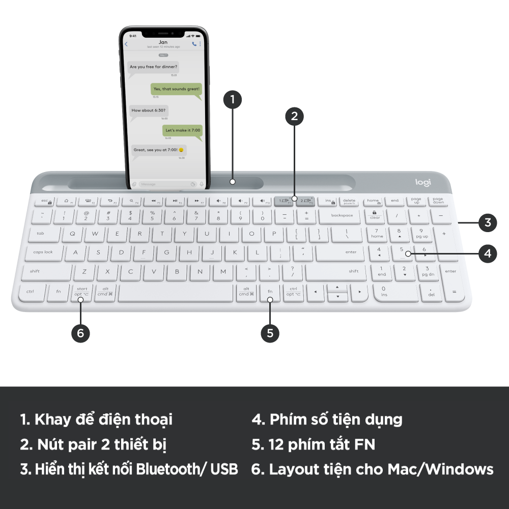 Bàn Phím Không Dây Bluetooth Logitech K580 - Hàng Chính Hãng