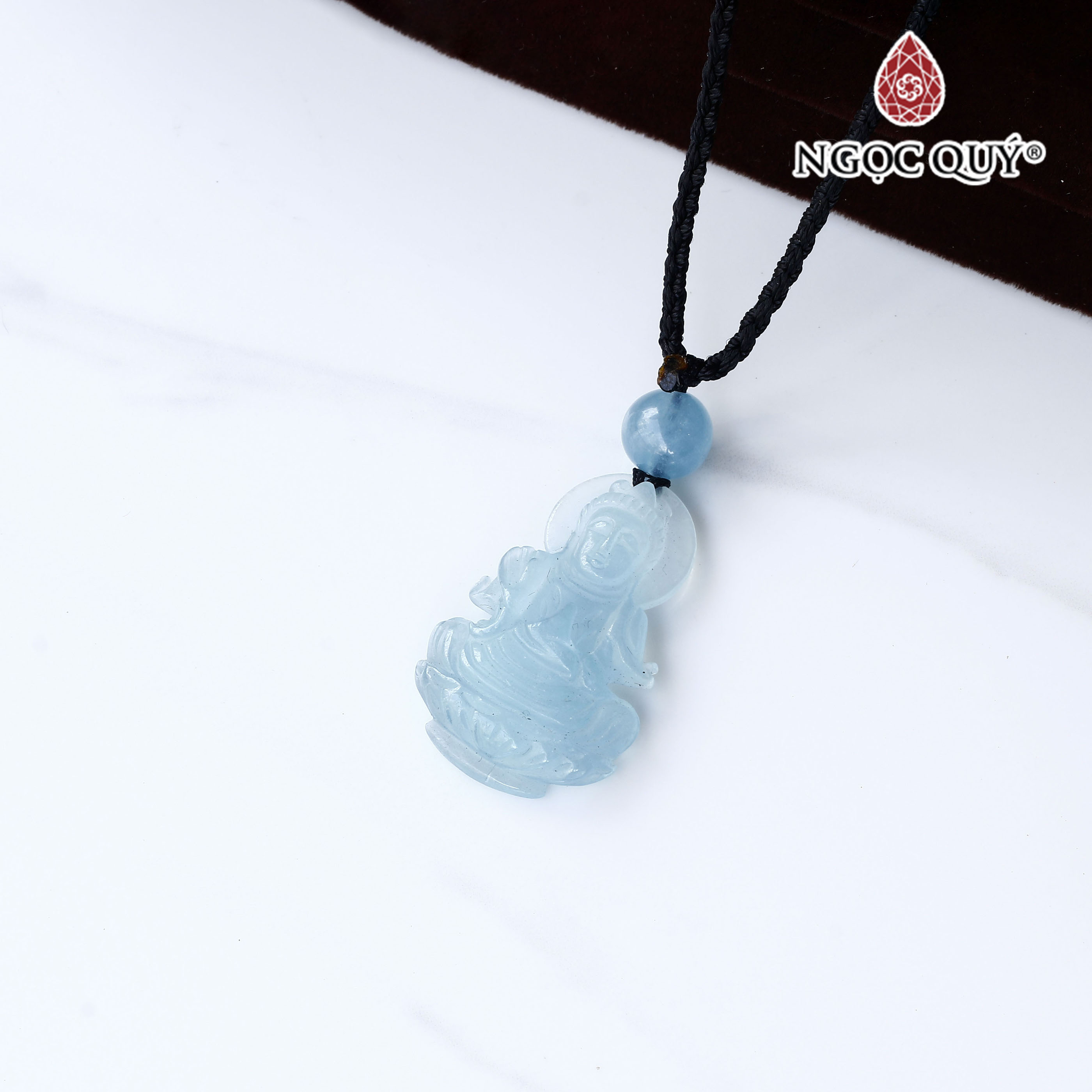 Mặt dây chuyền phật bà quan âm aquamarine hải lam ngọc - Ngọc Quý Gemstones