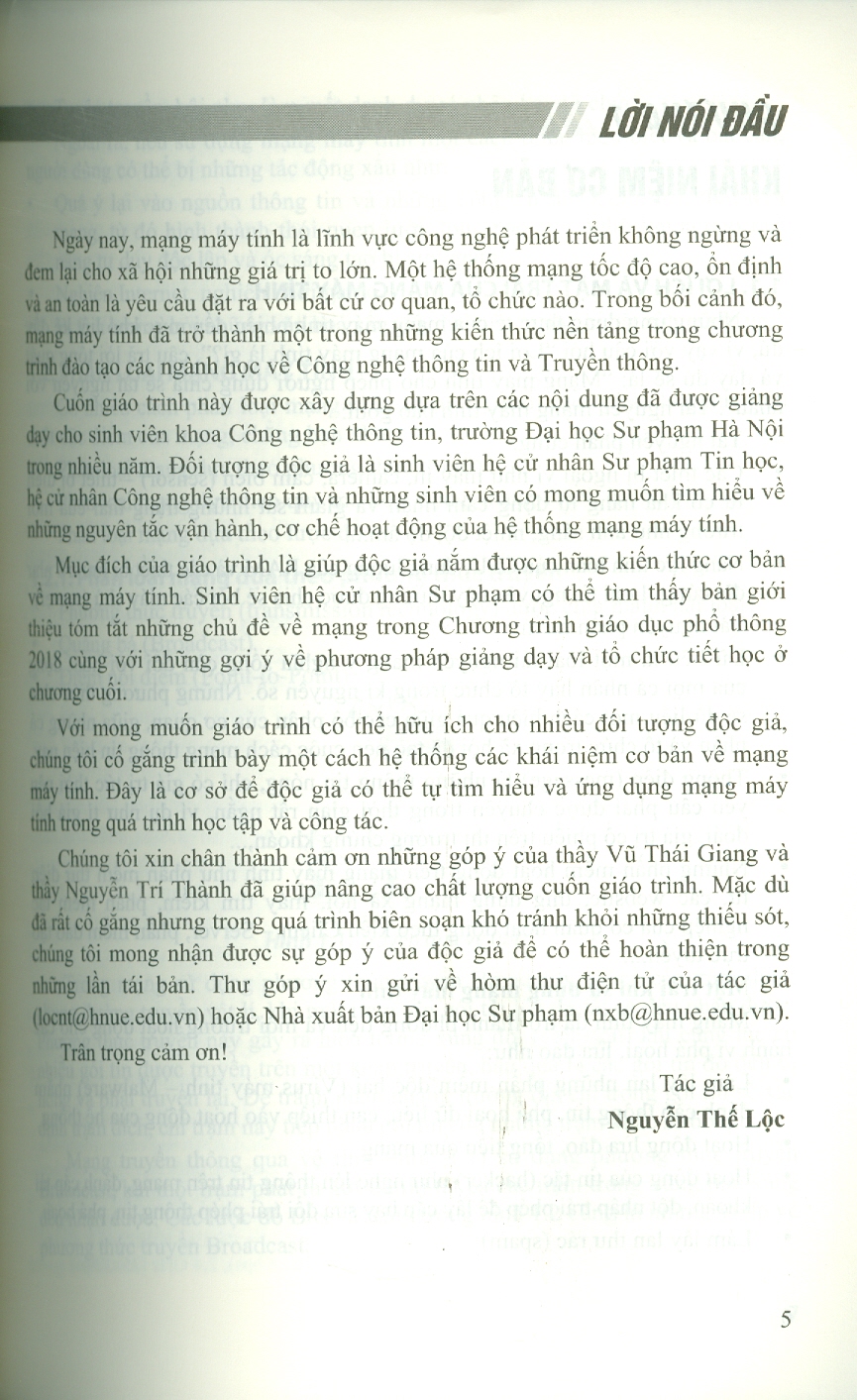 Giáo Trình Mạng Máy Tính  - Nguyễn Thế Lộc (ĐHSP)