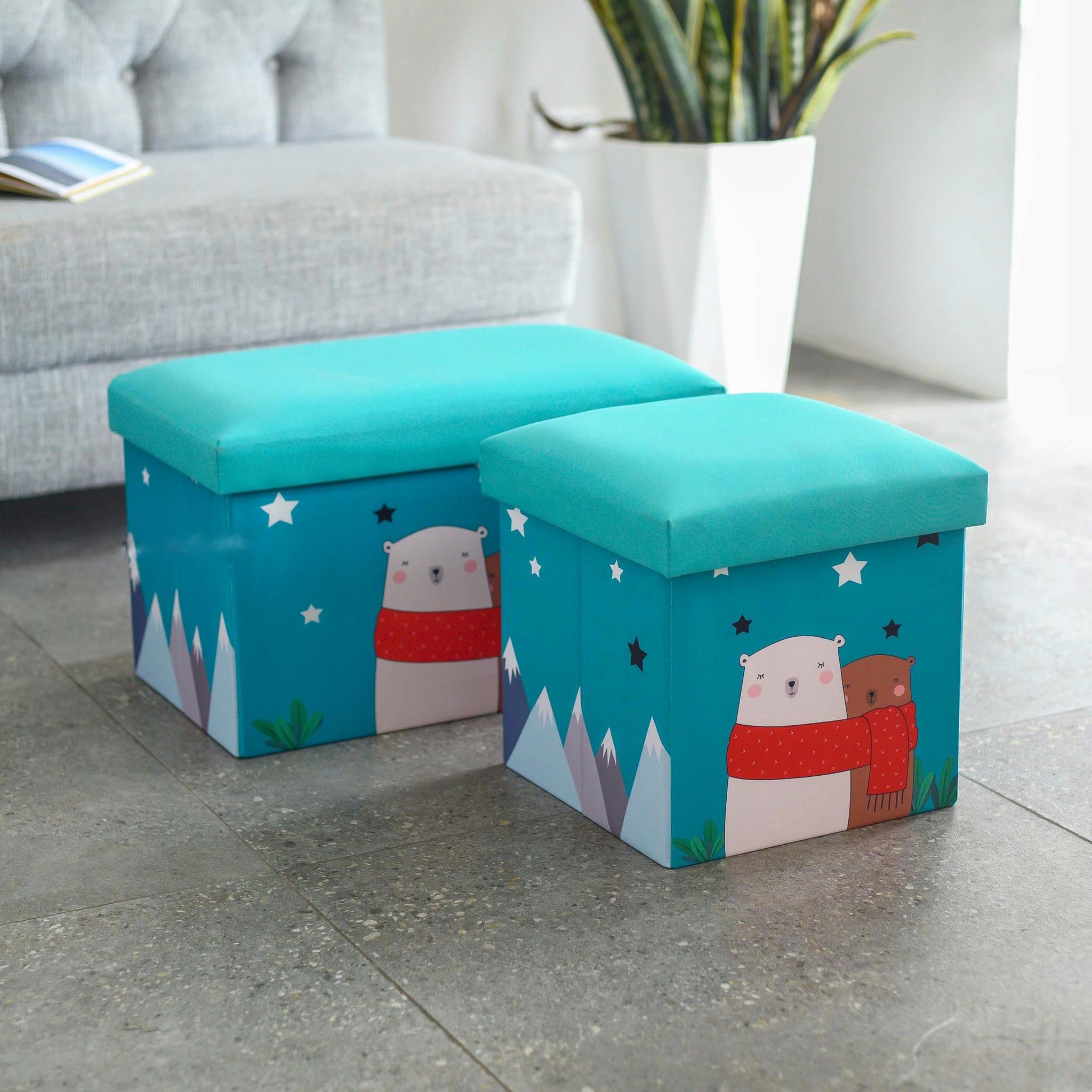 Bộ 2 ghế sofa trẻ em kiêm hộp đựng đồ so cute chất vải oxfort 600d cứng cáp họa tiết kỹ thuật số