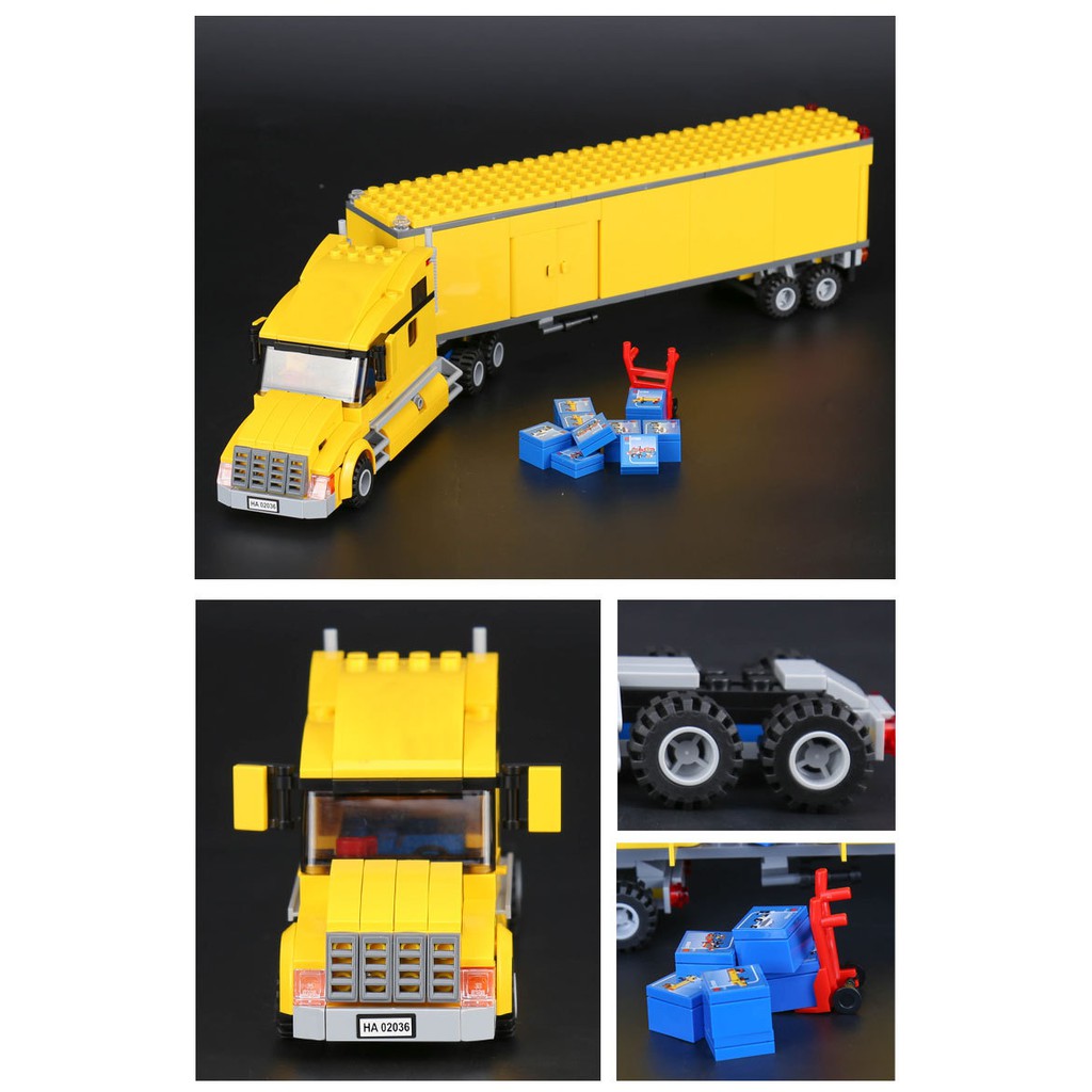 Bộ đồ chơi lắp ráp, xếp hình xe container, xe vận tải chở hàng cỡ lớn và đội vận chuyển chuyên nghiệp