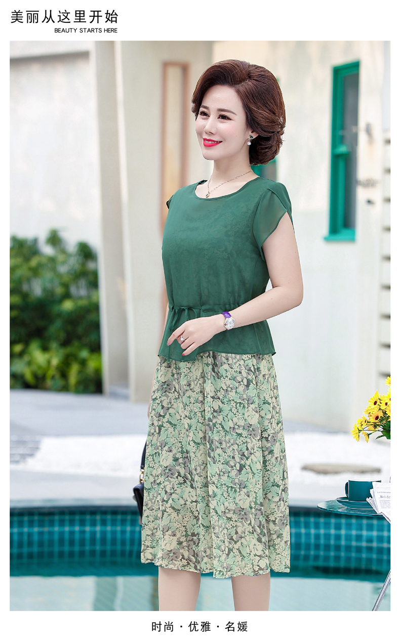 (HÀNG SẴN) Váy Đầm Trung Niên Hai Mảnh Cho Mẹ VH13 - Hàng Quảng Châu Cao Cấp