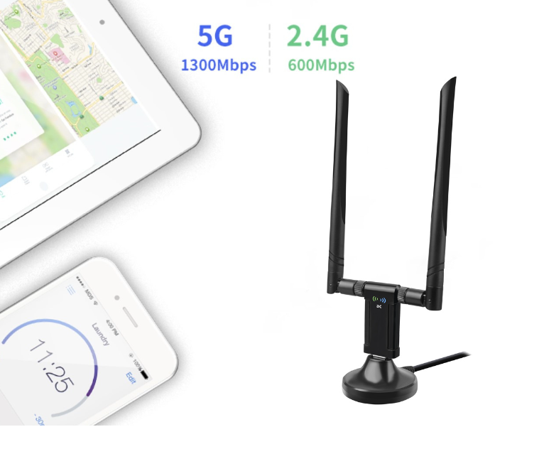 Nâng cấp WiFi 5G dễ dàng với USB WIFI 3.0 siêu tốc 1750Mbps bắt 5GHz cho máy bàn PC laptop - Nota 1750Mb Anten Đôi Pro