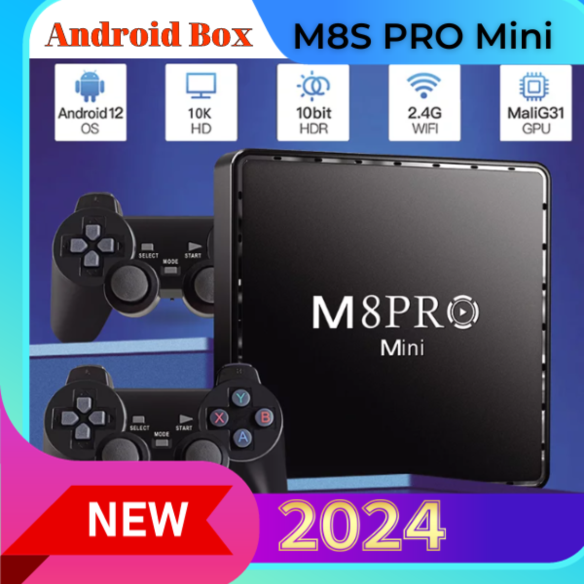 Box M8 PRO Mini - Kết Hợp tay cầm chơi Game - Hơn 10.000 Game  - Xem Truyền Hình Miễn Phí - Box Thế Hệ Mới - Hàng Nhập Khẩu