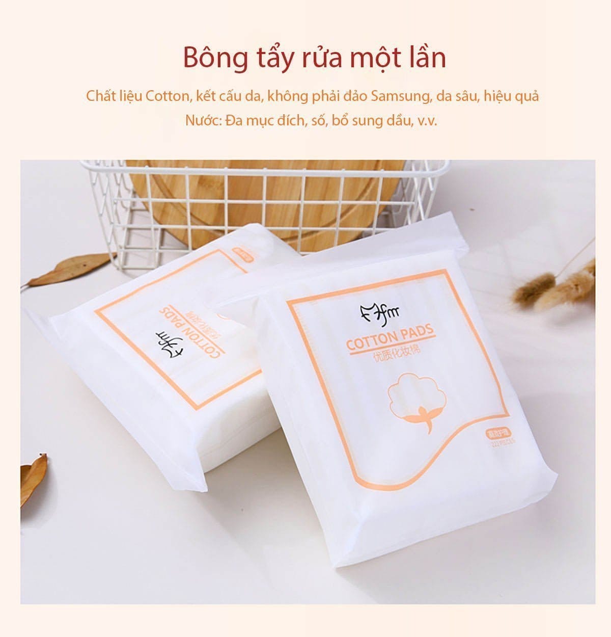 Bông Tẩy Trang, Khăn Lau Đa Năng 100 Phần Trăm Cotton - Hàng Nhập Khẩu