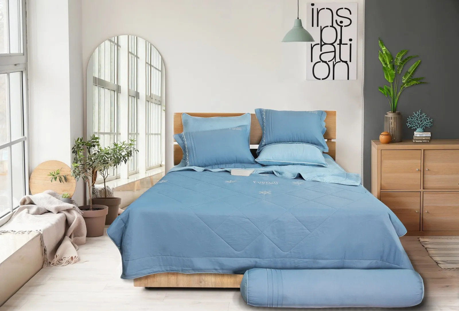 Bộ Drap Ice Tencel Everon ENTS403 + tặng 1 bình giữ nhiệt Everon