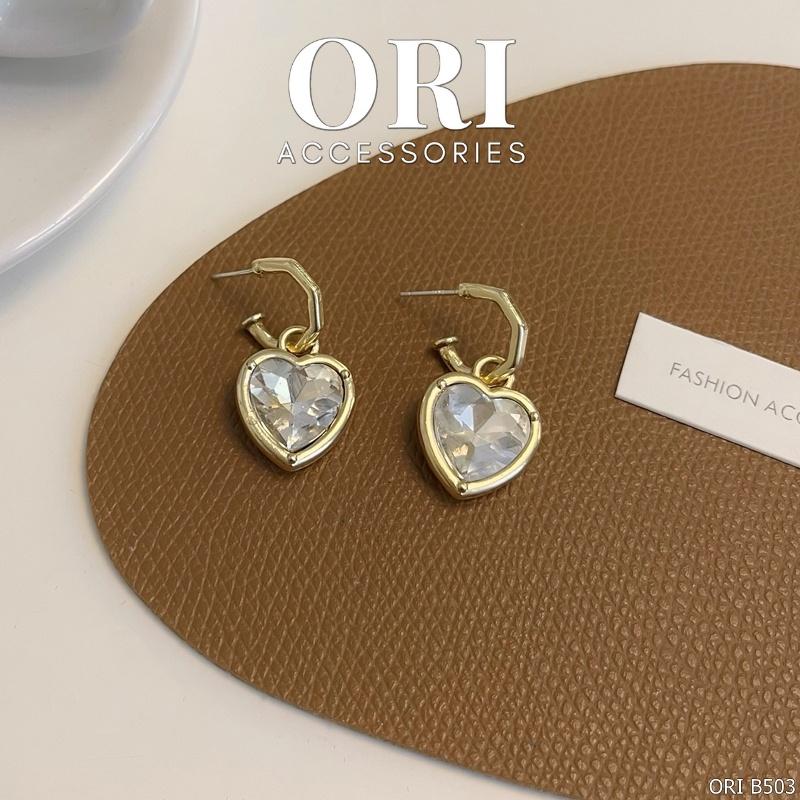 Bông tai nữ hình trái tim đính đá Eira sang trọng ORI ACCESSORIES B503