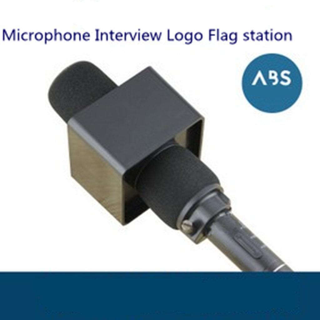 2pcs 42mm Round Handheld Microphone Interview Square Cube Flag Station