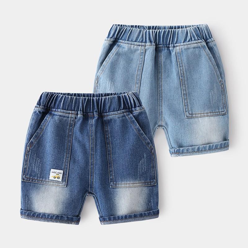 Quần bé trai, quần short jean bé trai thêu hình xe