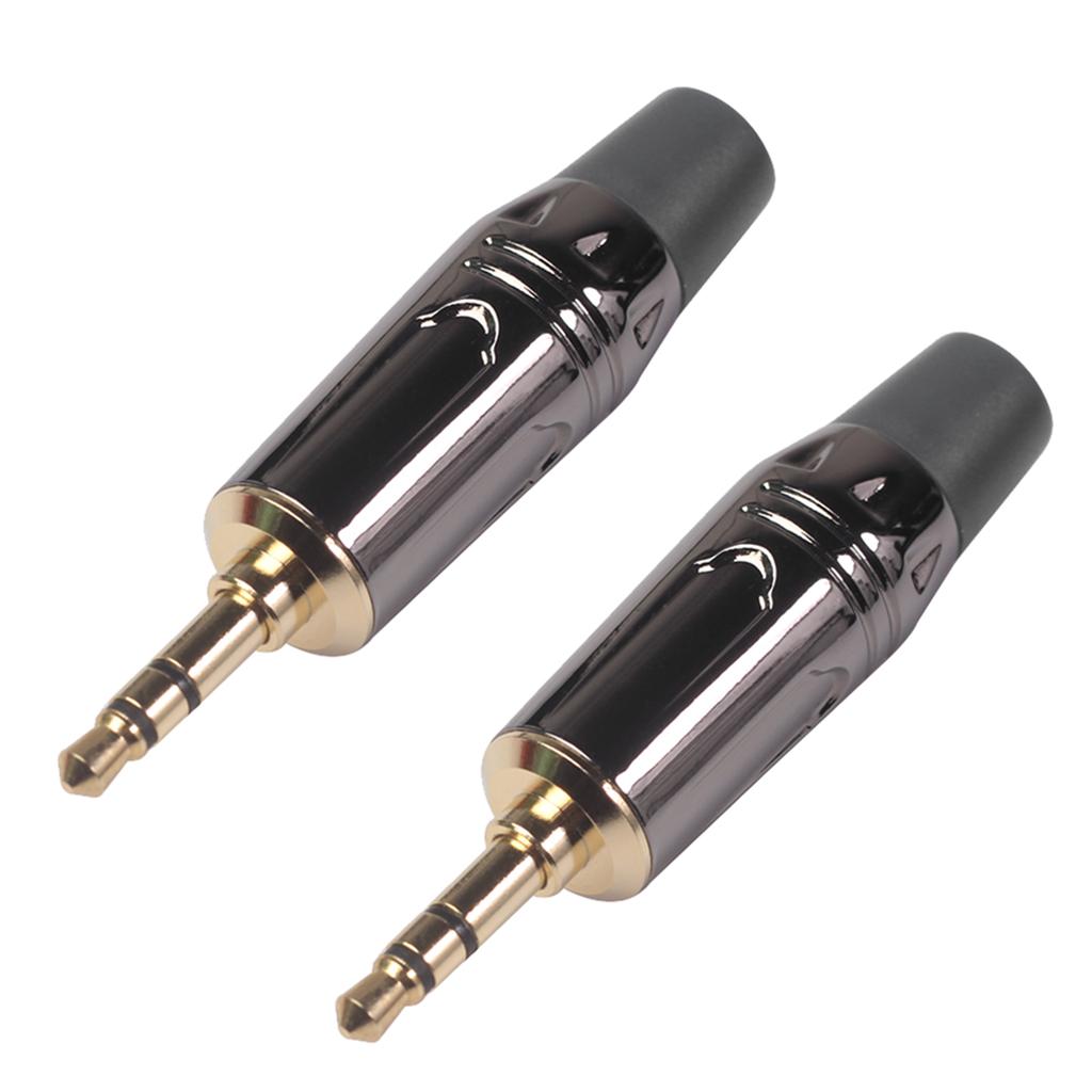 2 Cái 3.5 Mm Stereo Jack Nam Cắm Mạ Tai Nghe Có Âm Thanh Đen