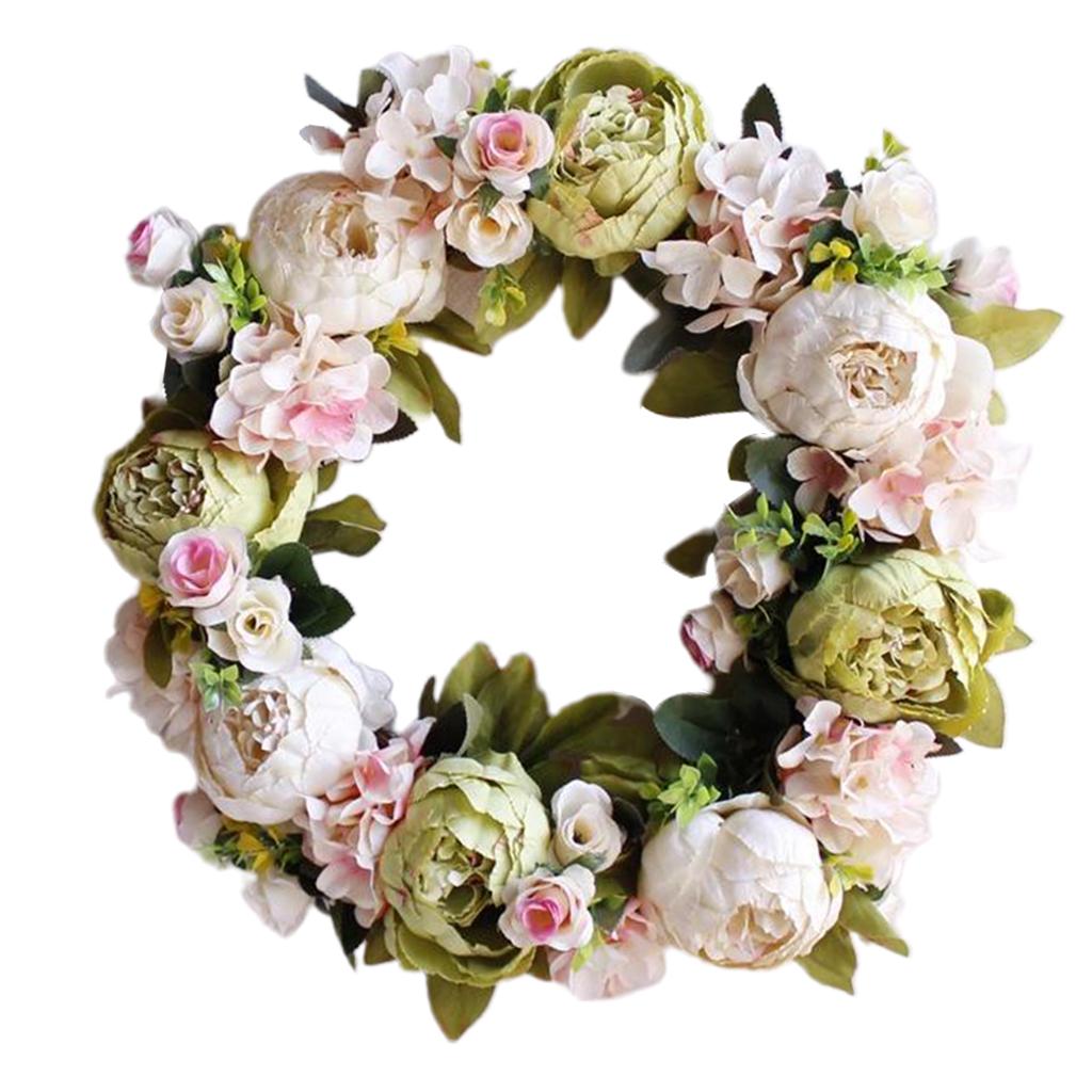 Artificial Flower Wreath Garland Home Front Door Wedding Party Decor, 2 Pcs