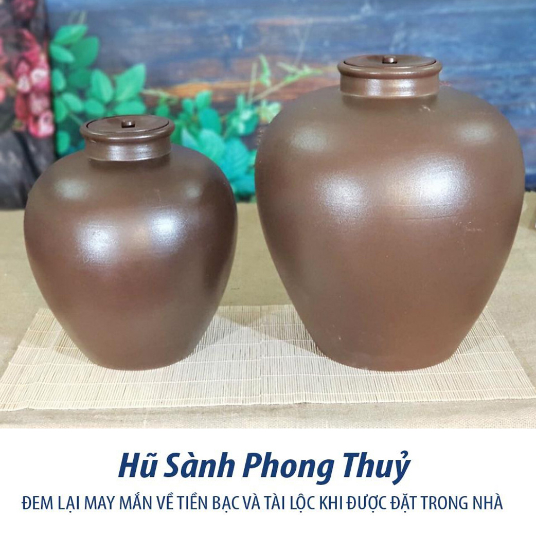 Chum Sành Ngâm Rươu Mẫu Trơn Gốm Sứ Bat Trang - 50L (có 2 nắp đậy)