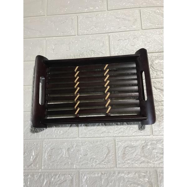 Khay trà tre rộng 25cm x dài 35cm ,khay đựng trà bằng tre Sơn pu màu gỗ gụ,khay trà đạo mang phong cách trà đạo