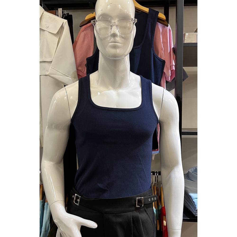 Áo Thun Ba Lỗ Tank Top Nam Cổ Vuông Cotton Tăm Gân Tôn Dáng Thương Hiệu Mr Twins