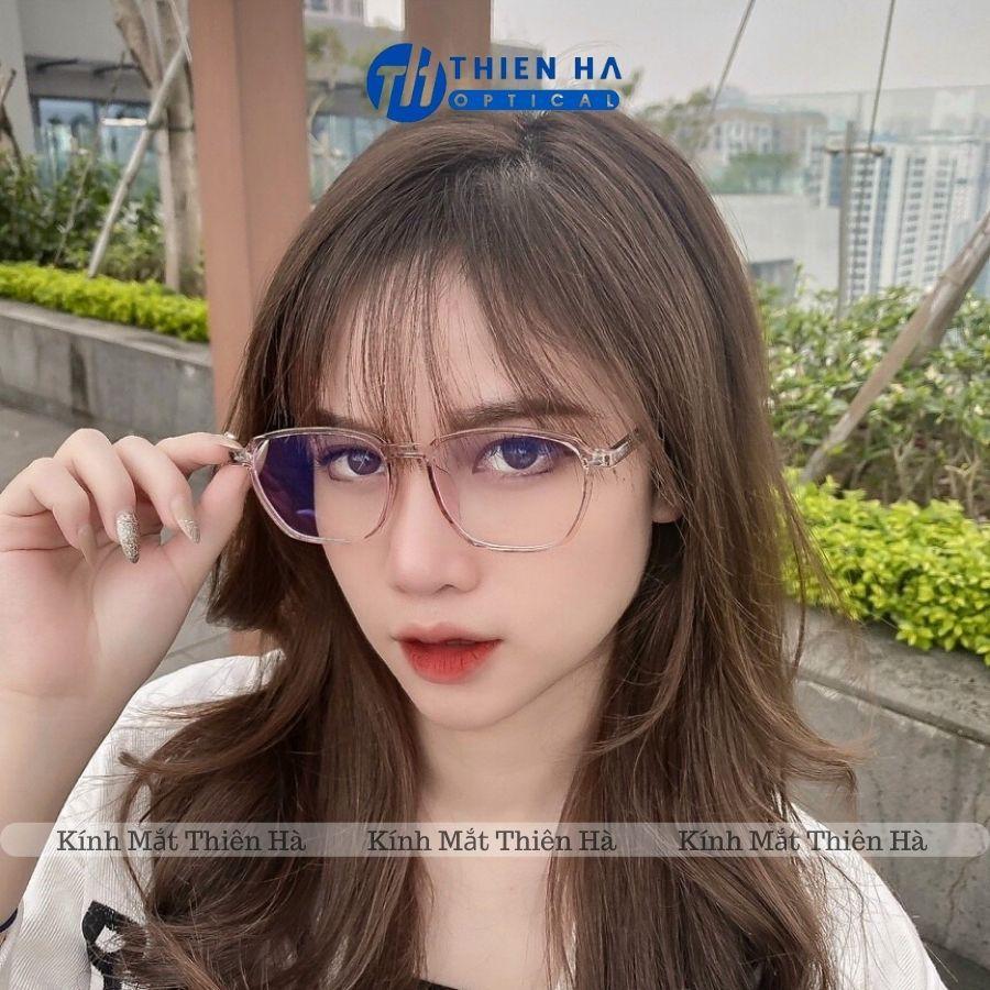 Gọng kính nam nữ vuông Thiên Hà Optical chất liệu nhựa cao cấp gọng cốt thép chắc chắn trẻ trung hợp cả cận nặng TH8246