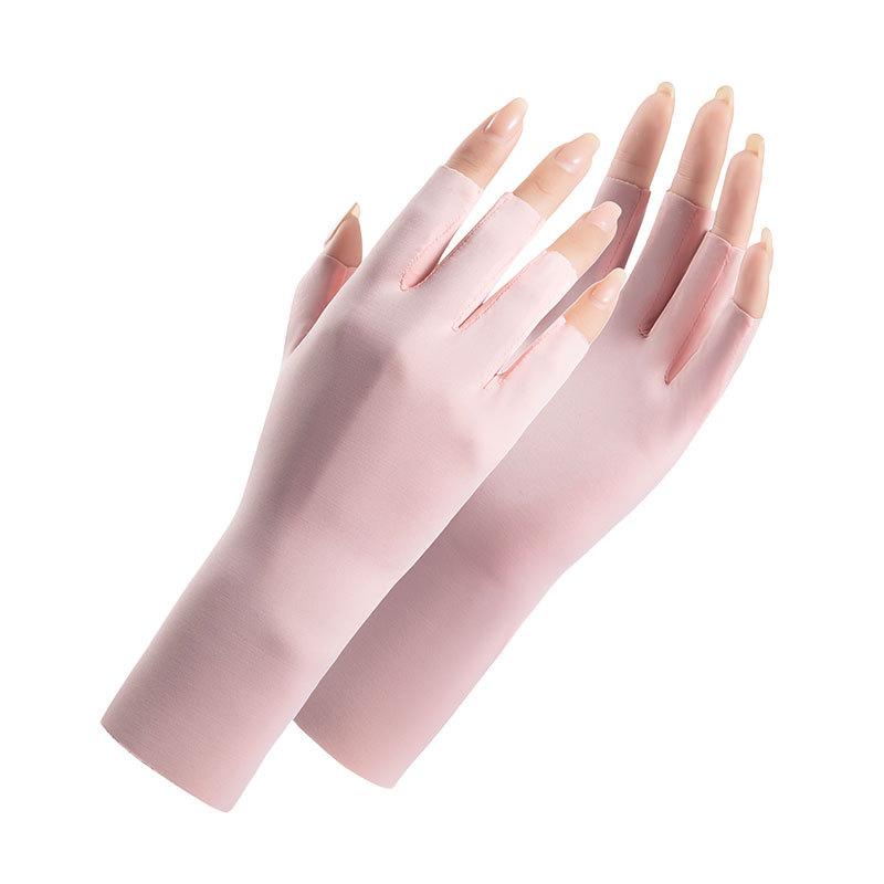 Mùa hè Ice Silk Half Fingerers Găng tay Phụ nữ chống lại những phụ kiện xe đạp câu cá ngoài trời của người lớn thoáng khí Color: 16 Size: One Size