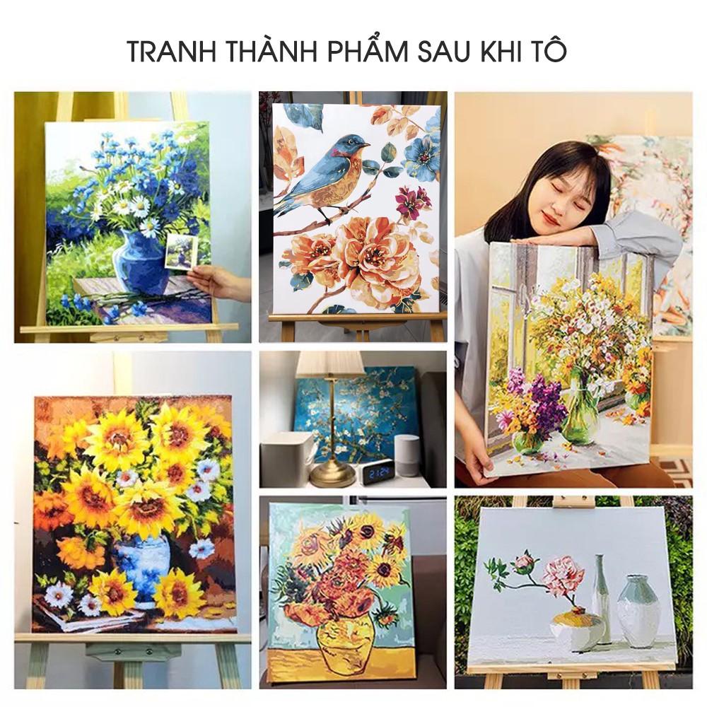 Tranh tô màu số hóa trang trí TOP 1 CHẤT LƯỢNG Đôi chim và hoa có khung