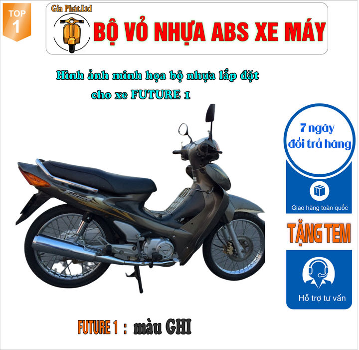 [TẶNG TEM] Bộ nhựa dàn áo màu GHI gắn xe FUTURE 1 - Nhựa ABS nguyên sinh cao cấp-TKB-831-2099