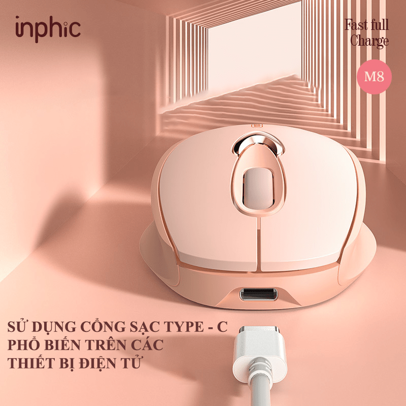 Chuột không dây INPHIC M8 với màu sắc nữ tính và thiết kế dễ thương kết nối bằng chip USB 2.4GHz -JL - HÀNG CHÍNH HÃNG