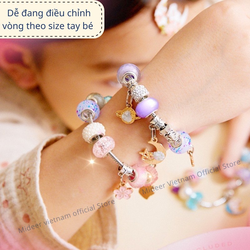 Vòng tay cho bé gái kèm charm lắc tay Mideer Girls Power Lacing Beads Fantastic Garden Hộp quà tặng