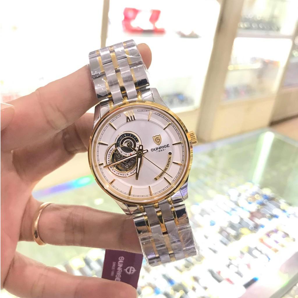 Đồng hồ nam SUNRISE 7002SC cơ, automatic full hộp, thẻ chính hãng Kính Sapphire chốn