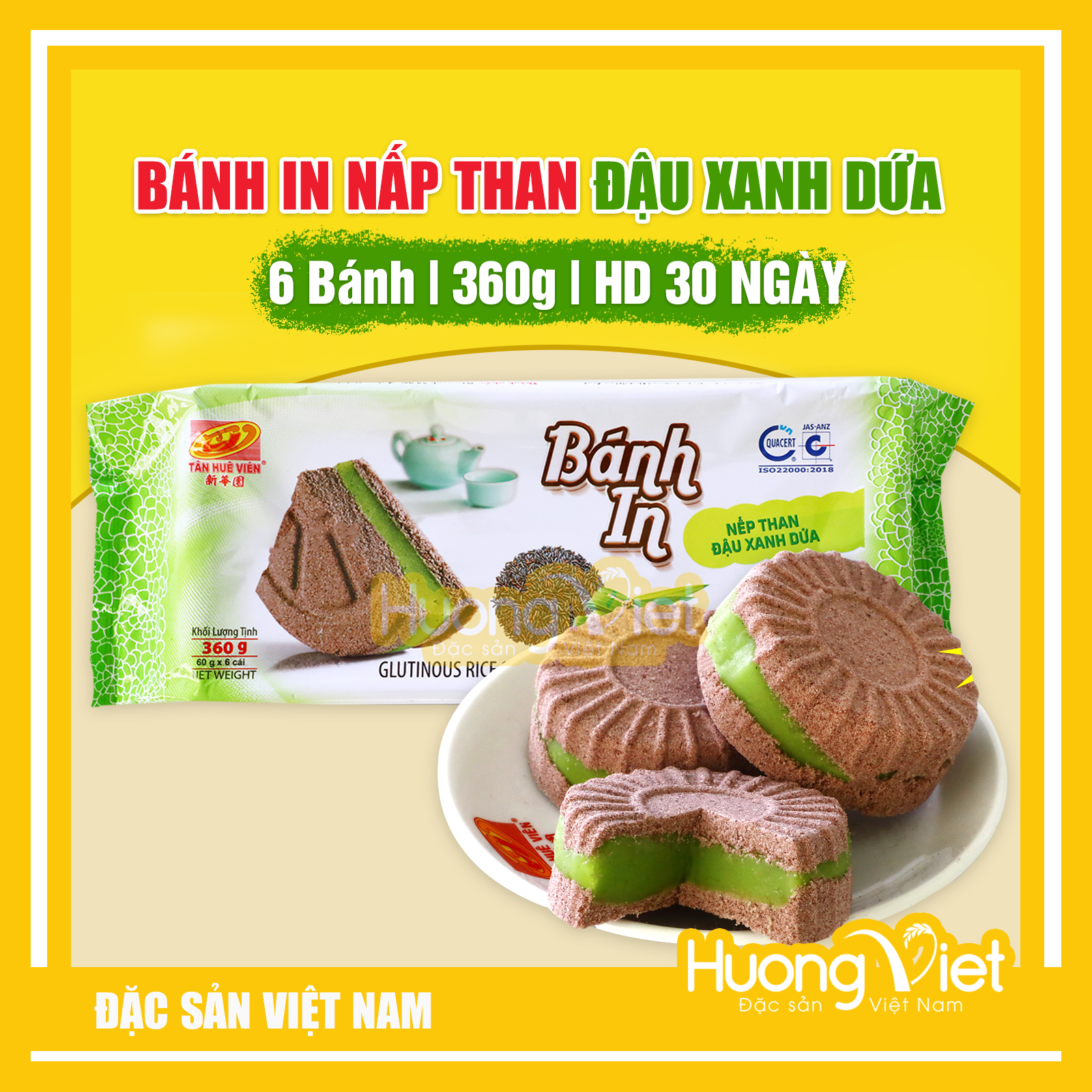 Đặc Sản Sóc Trăng - Bánh In NếP Than Đậu Xanh Lá Dứa, Bánh In Sóc Trăng Tân Huê Viên