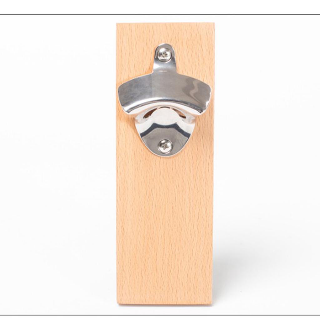 Wall Mounted Mounted Bottle Opener Beer Soda Bar Home Kitchen Beech